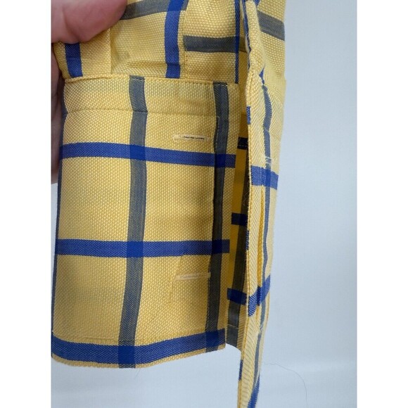 Connaisseur Paris Men's  XLarge 43/44 Yellow Blue Check Button Up Dress Shirt - Picture 3 of 10